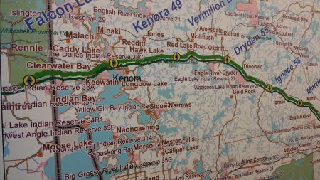 Maps at the open house only provided a rough outline of the pipeline's route past Shoal Lake. Photo by Crystal Greene